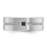 14k White Gold IBGoodman Men's Satin Lab Created Sapphire and 1/8 carat Diamond Complete Ring - B8-76071B74-5414