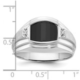 14k White Gold IBGoodman Men's Satin Onyx and Diamond Complete Ring