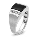 14k White Gold IBGoodman Men's Satin Onyx and Diamond Ring Mounting - B5-970350ED-7972