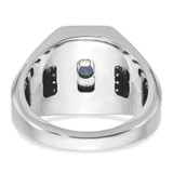 14k White Gold IBGoodman Men's Satin Sapphire Doublet Stone and 1/4 carat Diamond Complete Ring