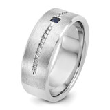 14k White Gold IBGoodman Men's Satin Sapphire/Diamond Ring Mounting - B8-5E68A411-8393