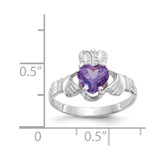 14k White Gold June CZ Birthstone Claddagh Ring