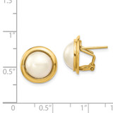 14k 10-11mm White Freshwater Cultured Mabe Pearl Omega Back Earrings - XM-C49E5B5B-5217