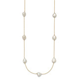 14k 10-11mm White Keshi Freshwater Cultured Pearl 7-Station 20 inch Necklace
