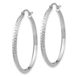 14K White Gold Knife Edge Diamond-cut 2.5x25mm Hoop Earrings - TC-4D7B4CAB-7633