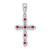 14k White Gold Lab Created Ruby and Diamond Cross Pendant