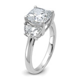 14k White Gold Lab Grown Diamond VS/SI+ G+ Cushion & 1/2 Moon 3 Stone Semi-mount Engagement Ring - RM-56AF1671-9847