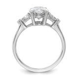 14k White Gold Lab Grown Diamond VS/SI+ G+ Oval & Trillion 3 Stone Semi-mount Engagement Ring - RM-082C22A7-7066