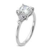 14k White Gold Lab Grown Diamond VS/SI+ G+ Princess & Trillion 3 Stone Semi-mount Engagement Ring - RM-C7FD014B-2893