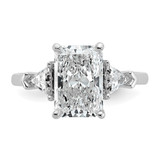14k White Gold Lab Grown Diamond VS/SI+ G+ Radiant & Trillion 3 Stone Semi-mount Engagement Ring - RM-C7B812C0-9610