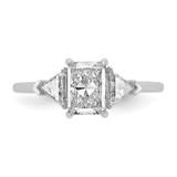 14k White Gold Lab Grown Diamond VS/SI+ G+ Radiant & Trillion 3 Stone Semi-mount Engagement Ring - RM-E7C3B8C5-1512