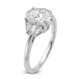 14k White Gold Lab Grown Diamond VS+ F+ Oval & 1/2 Moon 3 Stone Semi-mount Engagement Ring - RM-18C95808-1480
