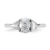 14k White Gold Lab Grown Diamond VS+ F+ Oval & 1/2 Moon 3 Stone Semi-mount Engagement Ring - RM-E66D564D-5259