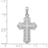 14K White Gold Lace Trim Cross Pendant