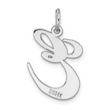 14k White Gold Large Fancy Script Letter E Initial Charm