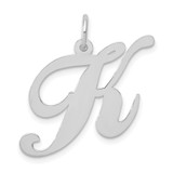 14k White Gold Large Fancy Script Letter K Initial Charm