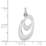 14k White Gold Large Fancy Script Letter O Initial Charm