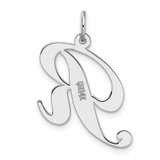 14k White Gold Large Fancy Script Letter R Initial Charm