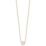 14k 10-11mm White Semi-Round Freshwater Cultured Pearl 17 inch Cable Necklace