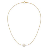 14k 10-11mm White Semi-Round Freshwater Cultured Pearl 17 inch Cable Necklace