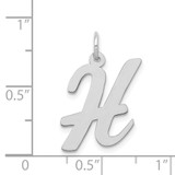 14k White Gold Large Script Letter H Initial Charm