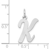 14k White Gold Large Script Letter K Initial Charm