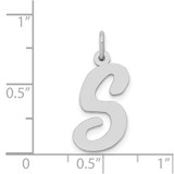 14k White Gold Large Script Letter S Initial Charm