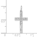 14K White Gold Laser Designed Cross Charm - XR-D672B276-6827