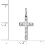 14K White Gold Laser Designed Cross Charm - XR-F3DC3011-7918