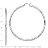 14k White Gold Lightweight 3mm Diamond-cut Hoop Earrings - TC-BFCF55E1-7558