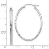 14k White Gold Lightweight Diamond-cut Oval Hoop Earrings - TE-7A09734A-8490