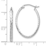 14k White Gold Lightweight Diamond-cut Oval Hoop Earrings - TE-7FED00D0-3911