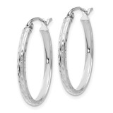 14k White Gold Lightweight Diamond-cut Oval Hoop Earrings - TE-E1E0453B-6085