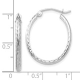 14k White Gold Lightweight Diamond-cut Oval Hoop Earrings - TE-E1E0453B-6085