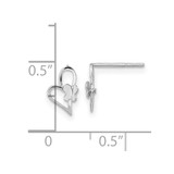 14k White Gold Madi K Heart W/Butterfly Post Earrings