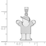 14k White Gold Medium Boy w/Hat on Right Engravable Charm - XK-8EA40036-3917
