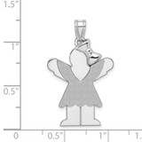 14k White Gold Medium Girl with Bow on Right Engravable Charm