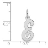 14k White Gold Medium Script Letter E Initial Charm