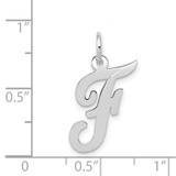14k White Gold Medium Script Letter F Initial Charm