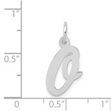 14k White Gold Medium Script Letter O Initial Charm