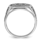 14k White Gold Men's Polished and Grooved with Black Enamel Masonic Ring - Y4-53C43481-2745