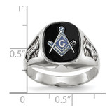 14k White Gold Men's Polished and Textured Masonic Ring Mounting - Y1-28819F67-3022