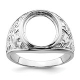 14k White Gold Men's Polished and Textured Masonic Ring Mounting - Y4-4EC57D8D-6279