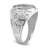 14k White Gold Men's Polished and Textured Masonic Ring Mounting - Y4-4EC57D8D-6279