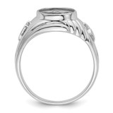 14k White Gold Men's Polished and Textured Masonic Ring Mounting - Y4-B042552D-3584