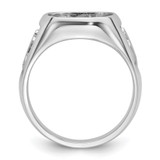 14k White Gold Men's Polished and Textured Masonic Ring Mounting - Y4-F6D26747-9636
