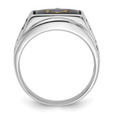 14k White Gold Men's Polished and Textured with Black Enamel and Onyx Masonic Ring - Y1-2570F5C4-2810
