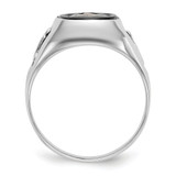 14k White Gold Men's Polished and Textured with Black Enamel and Onyx Masonic Ring - Y1-3DF7BFDA-9201