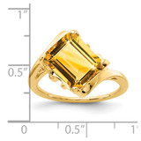 14k 10x8mm Emerald Cut Citrine ring