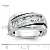 14k White Gold Men's Polished Satin and Grooved Ring Mounting